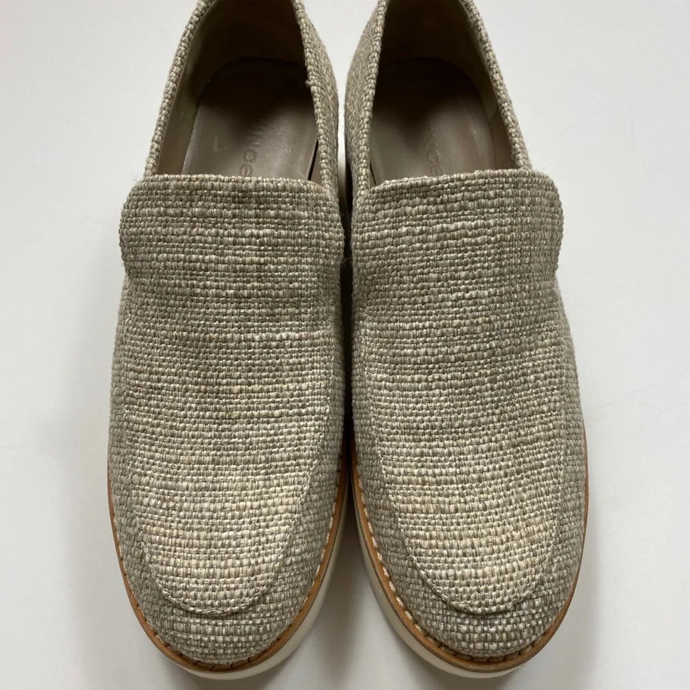 Vince Zeta Platform Tweed Linen Loafers